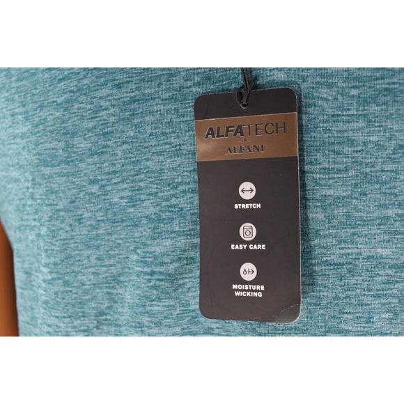 Alfani Mens Polo Shirt Medium Peacock Short Sleeve Stretch Mosture Wicking New - Picture 5 of 6